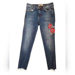 Zara Women’s US 6 EUR 38 Floral Embroidered Fray Hem Distressed Skinny Jeans